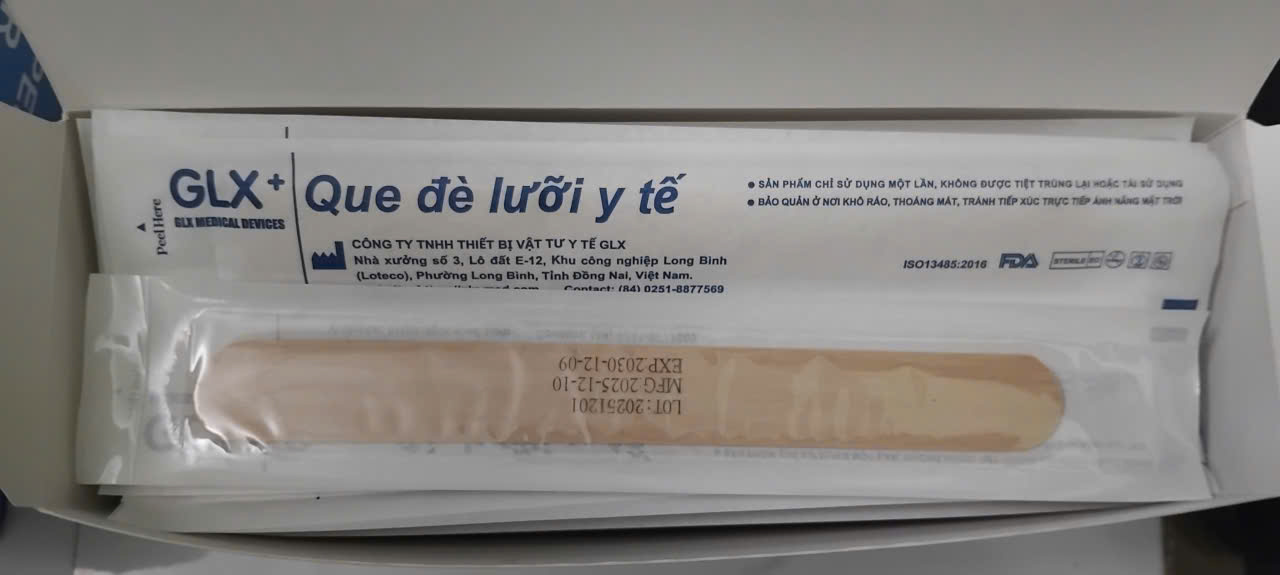Que Đè Lưỡi Tiệt Trùng GLX+ Đóng Gói Riêng (Hộp 100 Cái) - Giá Sỉ Y Tế